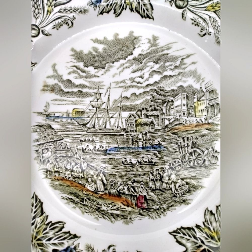 Ridgeway Staffordshire England Bartlett Scene's Toronto Fish Market 1842 Plate - Picture 8 of 9